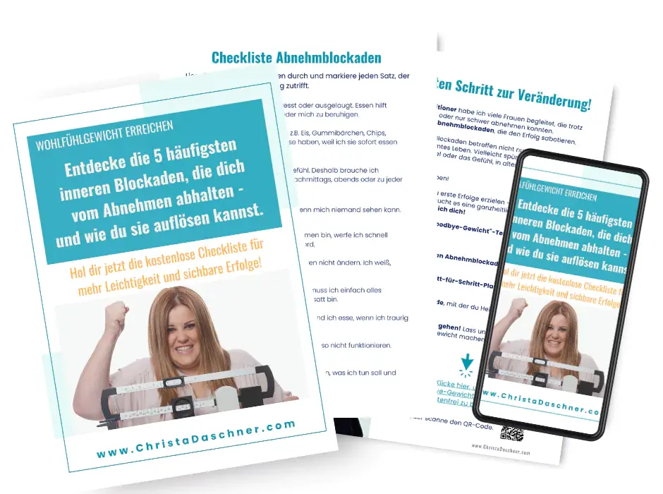 mehrseitige Darstellung des 0-€-Produktes Checkliste Abnehmblockaden - christa Daschner